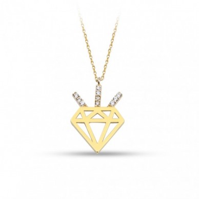 Elmas Tasarım 14K Altın Kolye