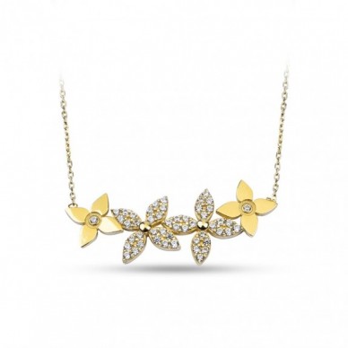 Çiçek Aile 14K Altın Kolye