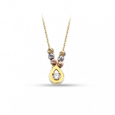 Dorika Toplu Tektaş Damla 14K Altın Kolye