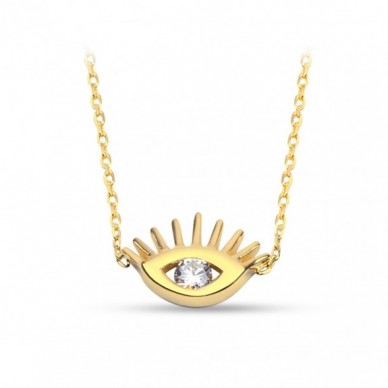 Mini Göz - Kirpik 14K Altın Kolye