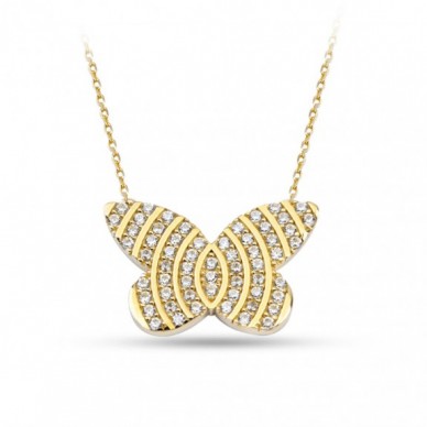 Zebra Kelebek 14K Altın Kolye