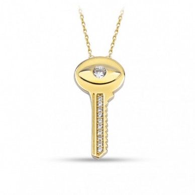 Realistik Anahtar 14K Altın Kolye
