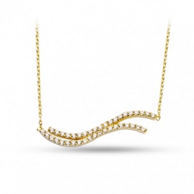 Estetik Eğik Çizgi 14K Altın Kolye