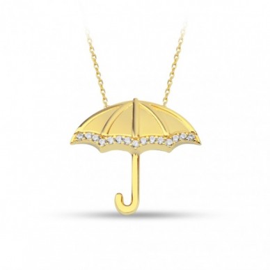 Şemsiye 14K Altın Kolye
