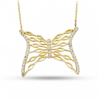 Kelebek Tasarım 14K Altın Kolye