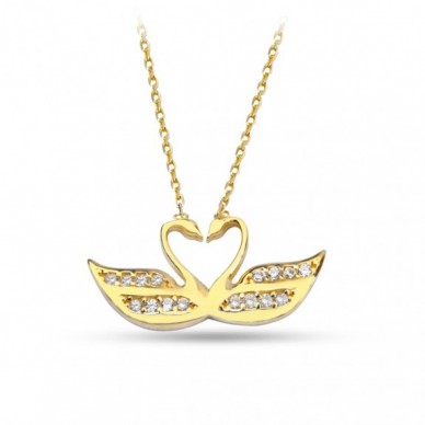 Swan Love 14K Altın Kolye