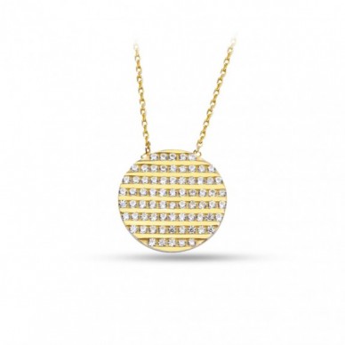 Zebra Desen 14K Daire Altın Kolye
