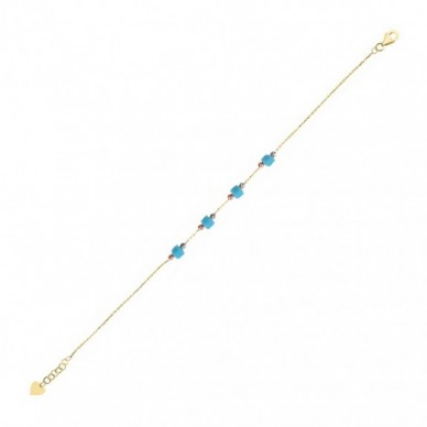 Firuze Taşlı Dorika 14K Altın Bileklik