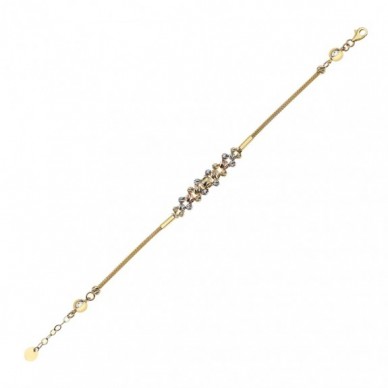 Renkli Dorika Toplu Örgü Model 14K Altın Bileklik