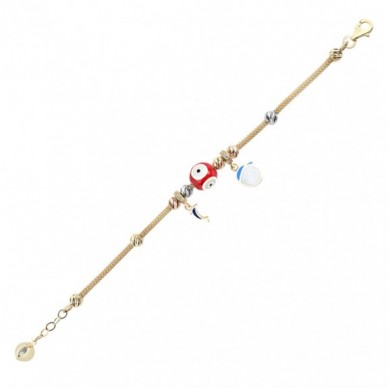 Yunus Sevgisi Nazar 14K Altın Çocuk Bileklik