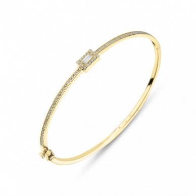 Zarif Baget Taşlı 14K Altın Kelepçe