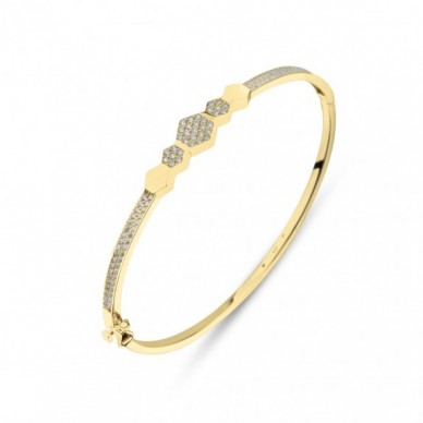 Altıgen Figürlü 14K Altın Kelepçe