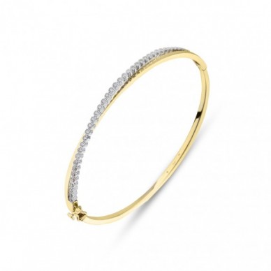 Çapraz Sıralı Taşlı 14K Altın Kelepçe