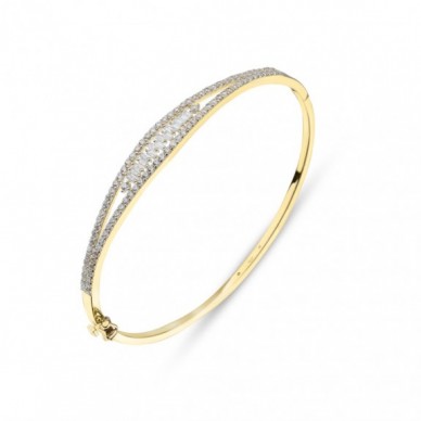 Baget Taşlı 14K Altın Kelepçe