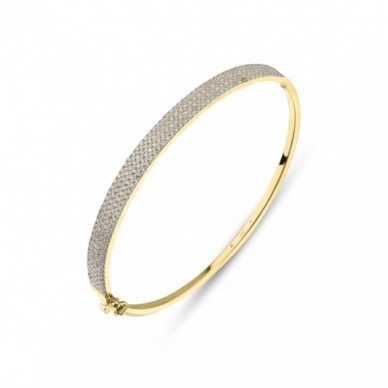 Dört Sıra Taşlı 14K Altın Kelepçe