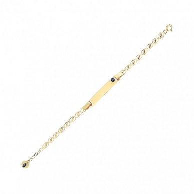 Nazar Boncuklu İsim Yazılabilir 14K Altın Çocuk Künye