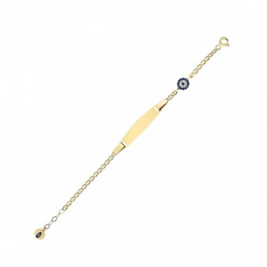 Nazar Boncuklu 14K Altın Çocuk Künye