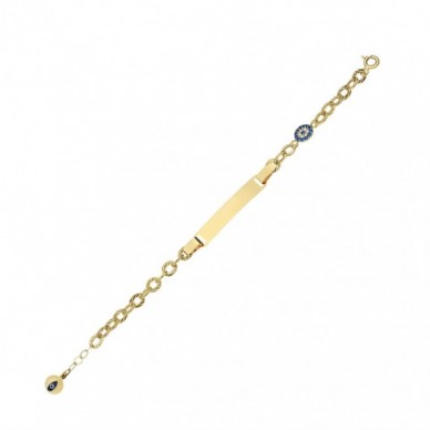 Nazar Boncuğu Figürlü 14K Altın Çocuk Künye