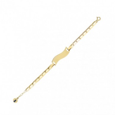 İsim Yazılabilir Kavisli Plaka 14K Altın Çocuk Künye