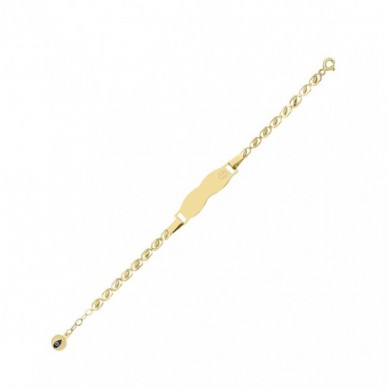 Gülen Yüz Motifli Plaka 14K Altın Çocuk Künye