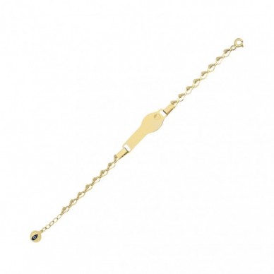 Çilek Motifli Plaka 14K Altın Çocuk Künye