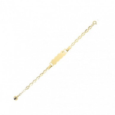 Çilek Motifli Plaka 14K Altın Çocuk Künye