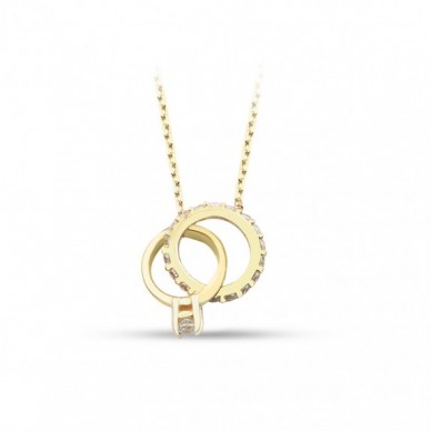 Alyans Tek Taş Yüzük 14K Altın Kolye