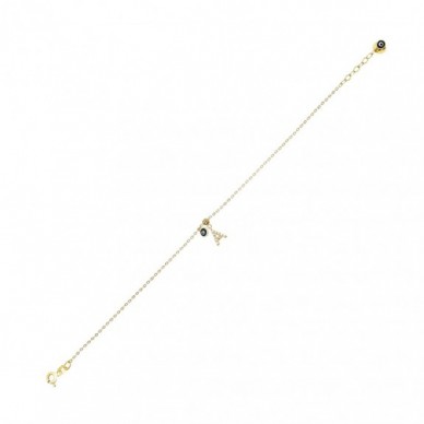 Nazar Boncuklu A Harf 14K Altın Bileklik