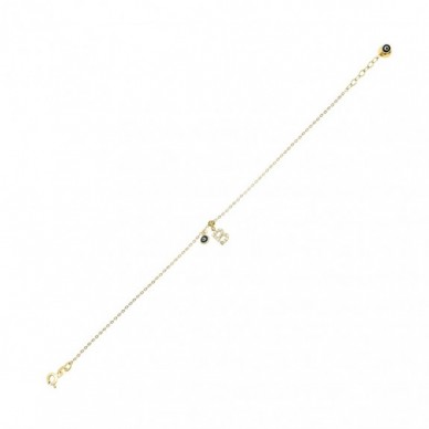 Nazar Boncuklu B Harf 14K Altın Bileklik