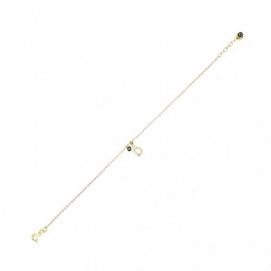 Nazar Boncuklu D Harf 14K Altın Bileklik