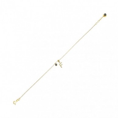 Nazar Boncuklu F Harf 14K Altın Bileklik