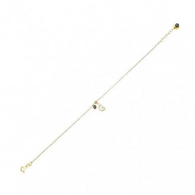 Nazar Boncuklu G Harf 14K Altın Bileklik