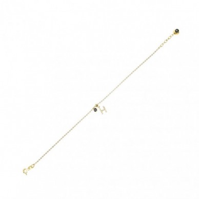 Nazar Boncuklu H Harf 14K Altın Bileklik