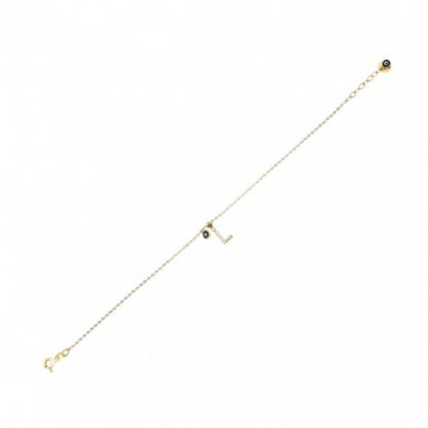 Nazar Boncuklu L Harf 14K Altın Bileklik