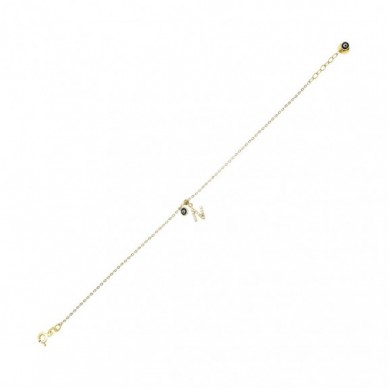 Nazar Boncuklu N Harf 14K Altın Bileklik