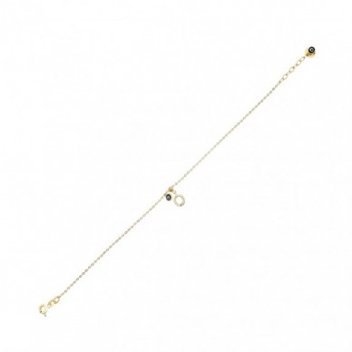 Nazar Boncuklu O Harf 14K Altın Bileklik