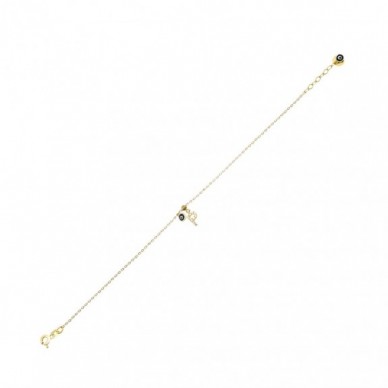 Nazar Boncuklu P Harf 14K Altın Bileklik