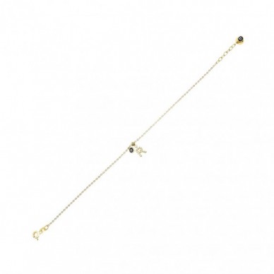 Nazar Boncuklu R Harf 14K Altın Bileklik