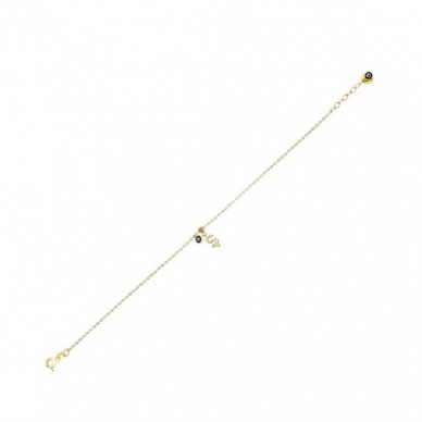 Nazar Boncuklu Ş Harf 14K Altın Bileklik