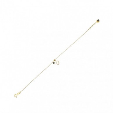 Nazar Boncuklu U Harf 14K Altın Bileklik