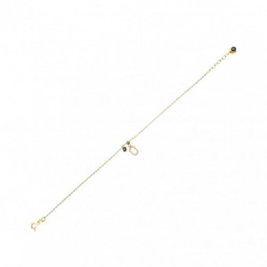 Nazar Boncuklu Ü Harf 14K Altın Bileklik