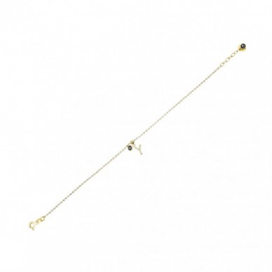 Nazar Boncuklu Y Harf 14K Altın Bileklik