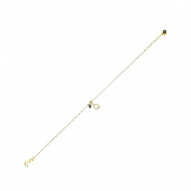 Nazar Boncuklu Q Harf 14K Altın Bileklik