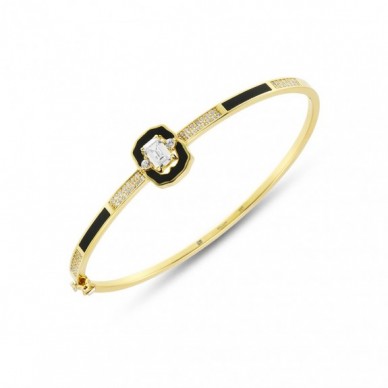 Baget Taşlı Mineli 14K Altın Kelepçe