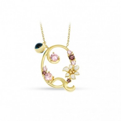 İtalyan Tasarım Bahar Esintisi Q Harf 14K Altın Kolye