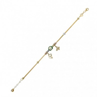 Nazar Boncuklu Aşk 14K Altın Bileklik