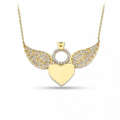 Kalbimin Sahibi Melek Kalp 14K Altın Kolye