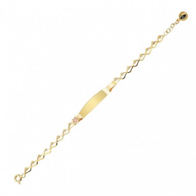 Yıldız Motifli Plaka 14K Altın Çocuk Künye