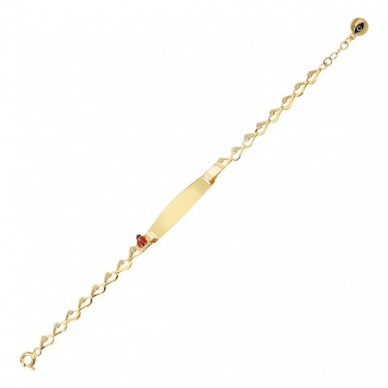 Uğur Böceği Motifli 14K Altın Plaka Künye