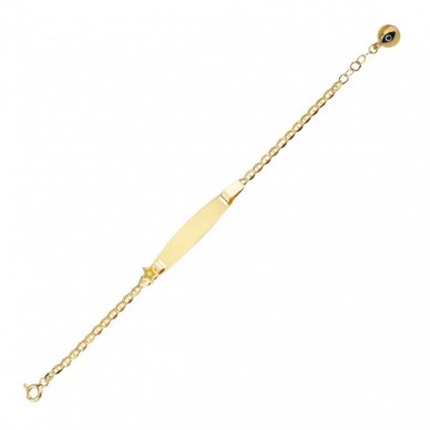 Sarı Yıldız Motifli 14K Altın Çocuk Künye